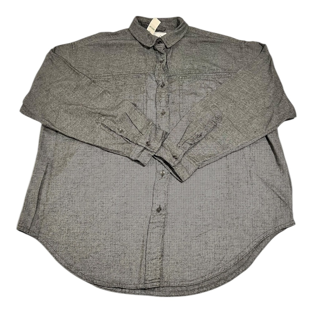 Aerie Women's XS Gray Striped Button-Up Long Sleeve‎ Cotton Shirt NWT